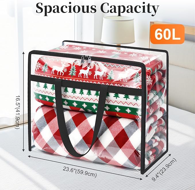 Clear Clothes Storage Bags, 4 Pack Closet Organizers and Under Bed Storage - Image 2