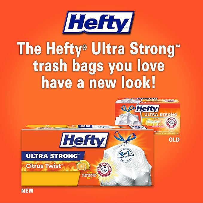 Hefty Ultra Strong Tall Kitchen Trash Bags, Citrus Twist Scent, 13 Gallon - Image 2