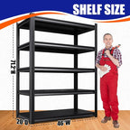 71" H-46 W Garage Shelving Heavy Duty Storage Shelves, Metal Adjustable Shelving Unit, Utility Garage Organizer Shelf for Basement, Pantry, Kitchen, Warehouse, 20" D x 46" W x 71.2" H, Black - Image 3