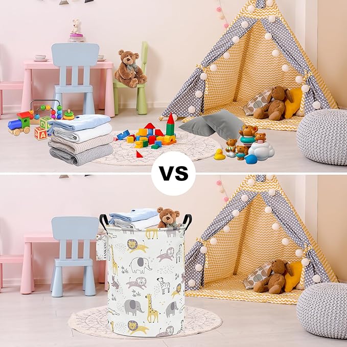 FANKANG Storage Basket, Nursery Hamper Canvas Laundry Basket Foldable - Image 6