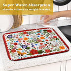 Flowers Printed Dish Drying Mat Floral Coffee Mat - Image 7