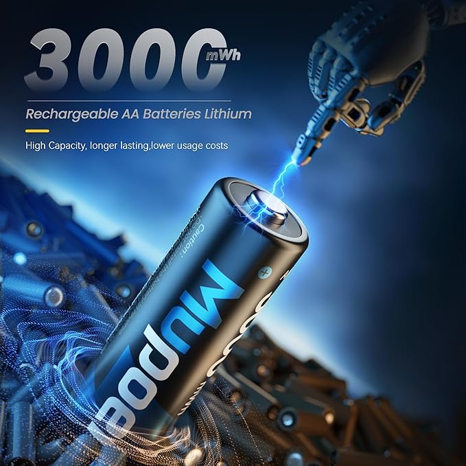 12 Pack Rechargeable AA Batteries Lithium - Image 2