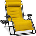 Best Choice Products Oversized Padded Zero Gravity Chair, Folding Outdoor Patio Recliner, XL Anti Gravity Lounger for Backyard w/Headrest, Cup Holder, Side Tray, Polyester Mesh - Yellow by BestChoiceProducts