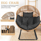 Vongrasig Wicker Rocking Egg Chair PE Rattan with Cushion, Oversized Patio Lounge Rocker Chair for Outdoor, Indoor, Balcony, Backyard, Garden, Black - Image 5