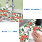 Tropical Leaves and Red Floral Kitchen Sink Splash Guard Mat Absorbent Fast - Image 5