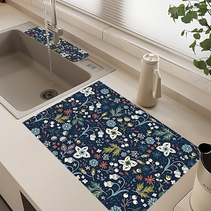 2Pcs Dish Drying Mats Faucet Mats Sets Large Size Coffee Mats Sink Faucet Mat - Image 2