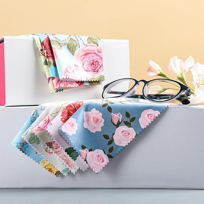 8 Pack Microfiber Cleaning Cloths Multicolor Flower Glasses Cleaning Cloth - Image 3