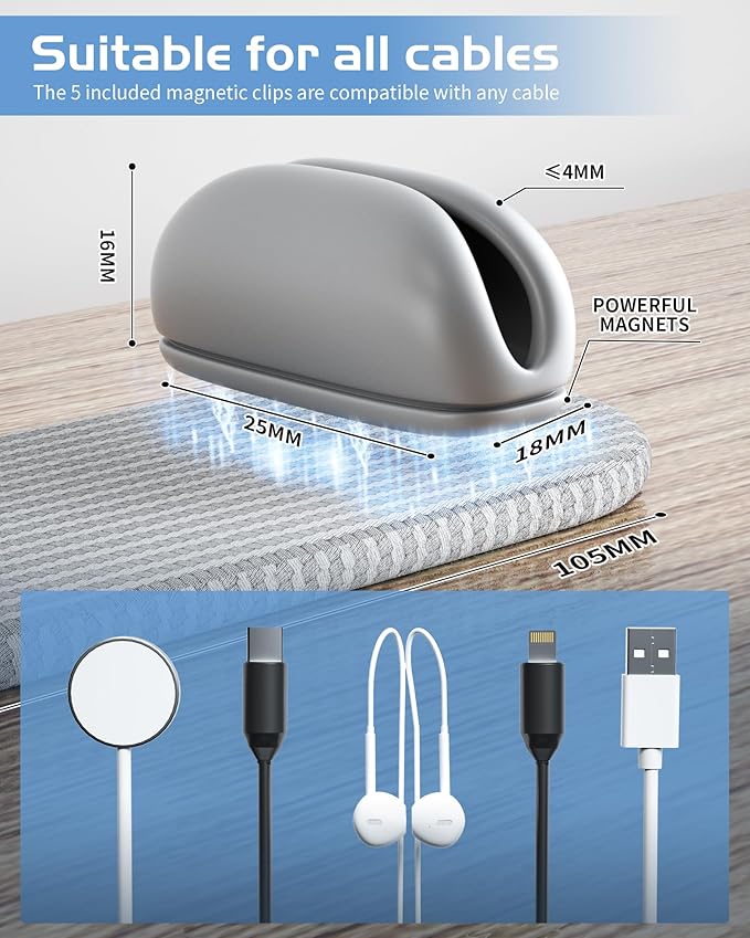 5-Pack Magnetic Cable Clips Cord Organizer - Image 4