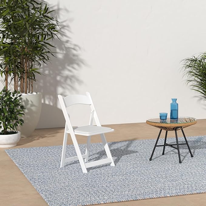 SIMPLEX 8 White Folding Chairs – Resin Stackable Foldable Chairs with Padded Seats – Comfortable White Folding Chairs for Indoor/Outdoor Events – Lightweight Resin Chairs (8 Pack) - Image 2
