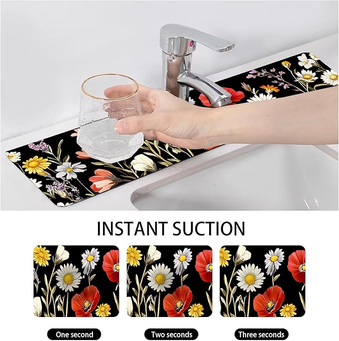 Bimkole 2 PCS Faucet Absorbent Mat, Kitchen Faucet Sink Splash Guard Wraparound - Image 4