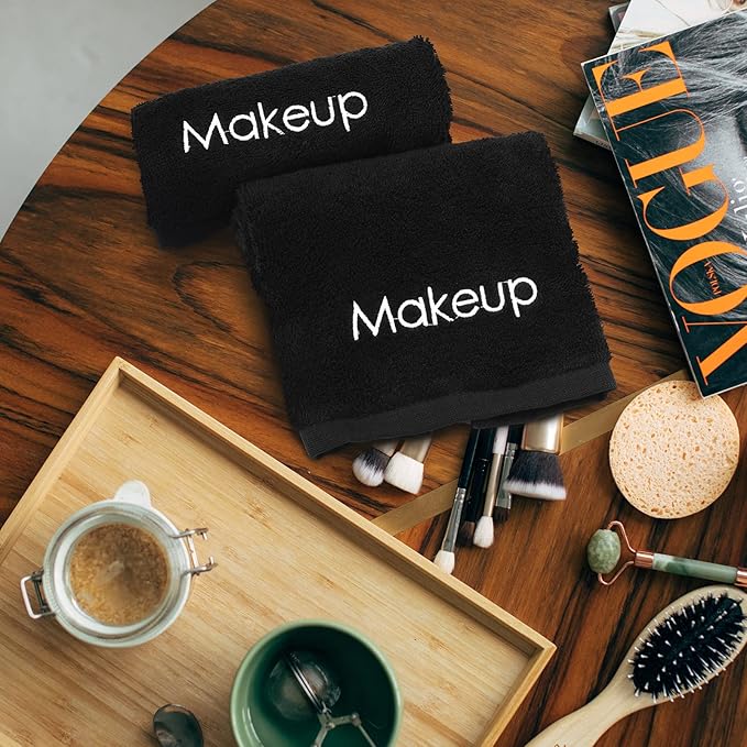 Panelee 12 Pcs Makeup Washcloths Bulk 13 Inch Black Makeup Towels Cotton Face - Image 7