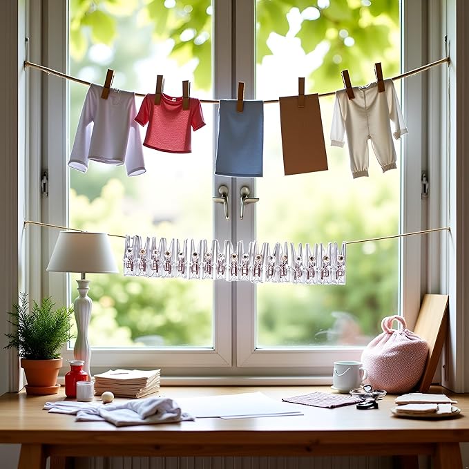 20Pcs Clear 2.5cm Plastic Clothes Pin, Clothes Line String Clips, Mini Clothes - Image 5