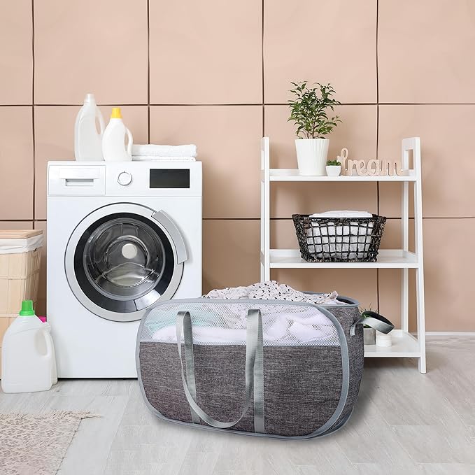 pop-up laundry basket，with Durable Handles collapsible Mesh laundry Hamper - Image 6
