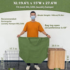 Canvas Laundry Bags with Handles & Rectangular Base, Washable Cotton Drawstring - Image 2