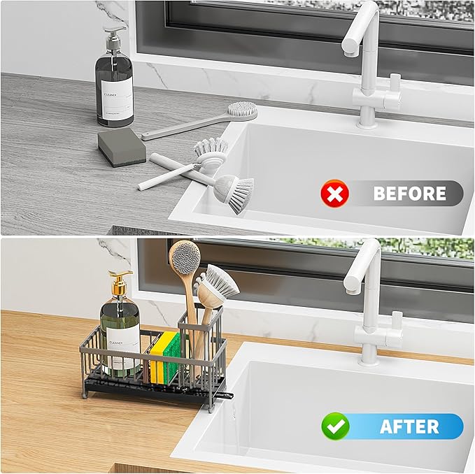 Cisily Sponge Holder for Kitchen Sink, Sink Caddy Organizer - Image 6