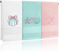 3 Pack Seashell Bow Coastal Hand Towels by Hahafelt