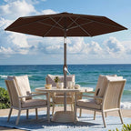 AreShark 7.5FT Patio Umbrella Table Market Umbrella with 6 Sturdy Ribs, Button Tilt/Crank, Heavy-Duty Outdoor Umbrellas for Pool, Deck, Garden and Backyard, Brown - Image 4