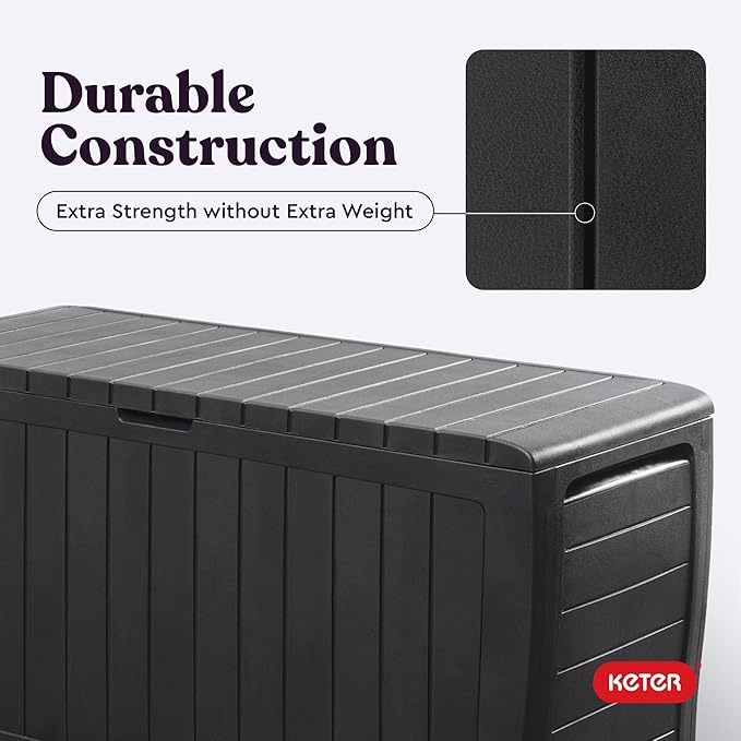 Keter Marvel Plus 71 Gallon Resin Outdoor Storage Box for Patio, Balcony & Garden – Weather‑Resistant Deck Box for Cushions, Pillows, Pool Floats & Tools, Dark Grey - Image 8