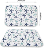 Coastal Dish Drying Mat 18x24 Inch Summer Navy Blue Teal Turquoise Starfish - Image 2