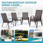 Outdoor Stackable Chairs Set of 6, Stacking Patio Chairs with Textilene Fabric, Outside Furniture for Garden Backyard Balconie Poolside Deck, Brown - Image 6