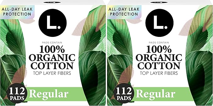 L. Ultra Thin Pads for Women, Regular Absorbency, Organic Cotton Top Layer by L