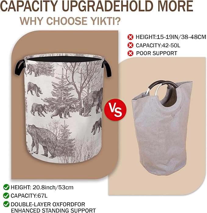 Forest Bear Laundry Hamper, Vintage Animal Clothes Hamper - Image 3