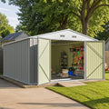 Patiowell 10 x 12 FT Metal Storage Shed for Outdoor with Floor Frame, Steel Yard Shed with Design of Lockable Doors, Utility and Tool Storage for Garden, Backyard, Patio, Outside use, Grey by Patiowell