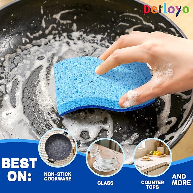 12 Count Non-Scratch Dish Sponges Kitchen, Long Lasting Cleaning Sponges - Image 5