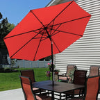 Sunnydaze Outdoor Patio Umbrella - Polyester Table Market Umbrella with Push-Button Tilt and Crank - 8 Sturdy Ribs - Burnt Orange - 9ft - Image 4