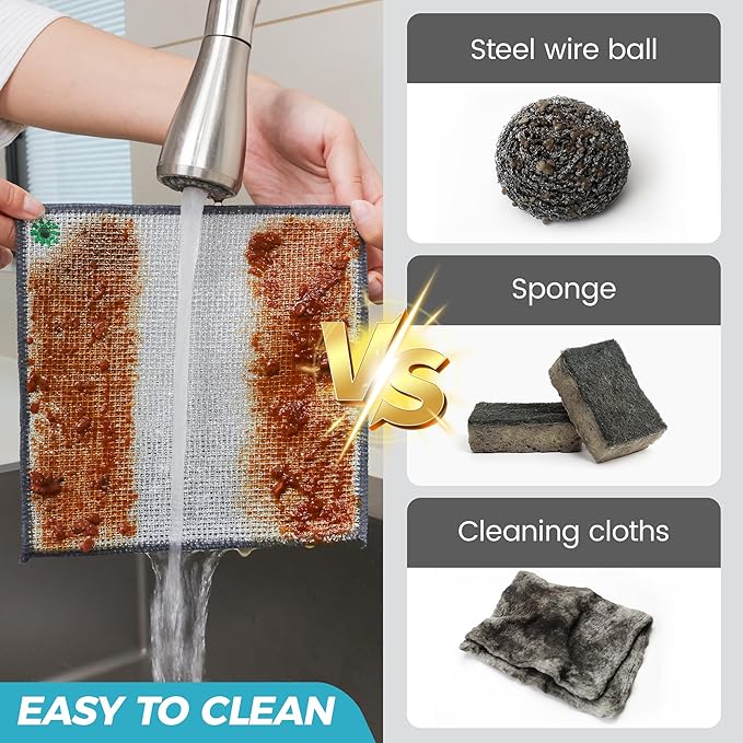 24 PCS Non Scratch Wire Dishcloth, Cleans Fast Without Scratching, Stands Up to - Image 6