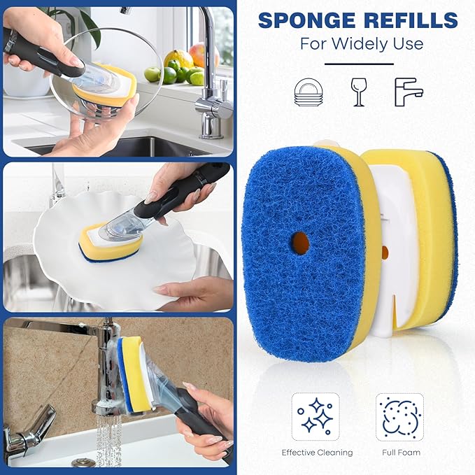 Sponge Brush Refills for OXO Dish Brush, 4 Pack Soap Dispensing Dish Refills - Image 6