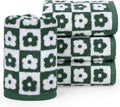 Jacquotha Cotton Hand Towels Green Checkered Floral by Jacquotha