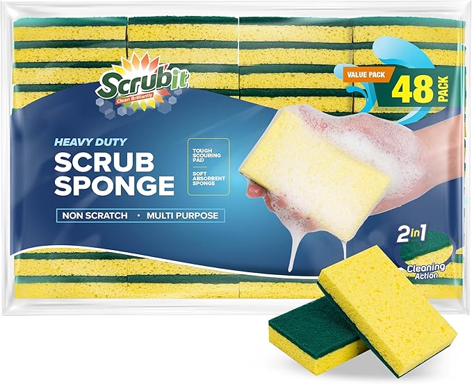 SCRUBIT 48 Pack Heavy Duty Scrub Sponges by SCRUBIT