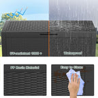 DRATO 100 Gallon Large Deck Box, Outdoor Storage Box for Patio Furniture, Patio Cushions, Gardening Tools, Pool Supplies,660lbs Weight Capacity,Waterproof Resin Storage Boxes（Black，100 Gallon） - Image 5