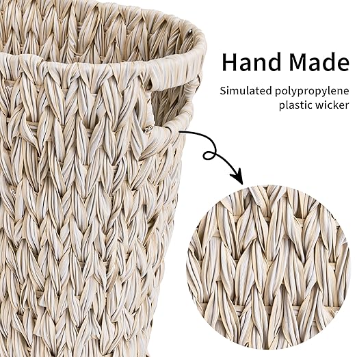 GRANNY SAYS Wicker Trash Can, Waterproof Bathroom Trash Can, Wicker Waste Basket - Image 4