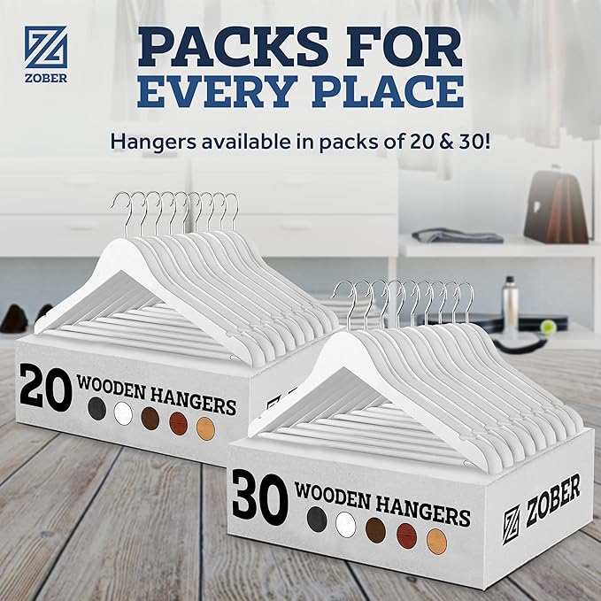 ZOBER White Wooden Hangers - Image 8