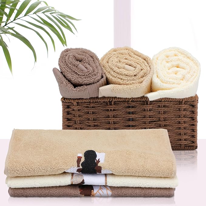 3 Pcs African American Woman Hand Towels - Image 5