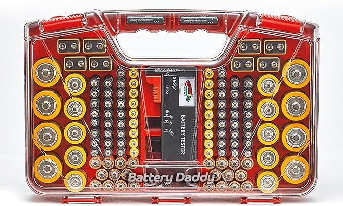 Ontel Battery Daddy Storage & Organizer Case w/Tester, Stores & Protects Up to - Image 8