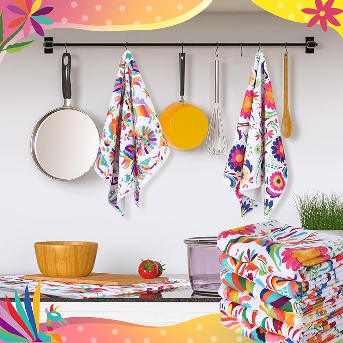 Breling Set of 6 Mexican Kitchen Towels Dia De Los Muertos Decorations Mexican - Image 7