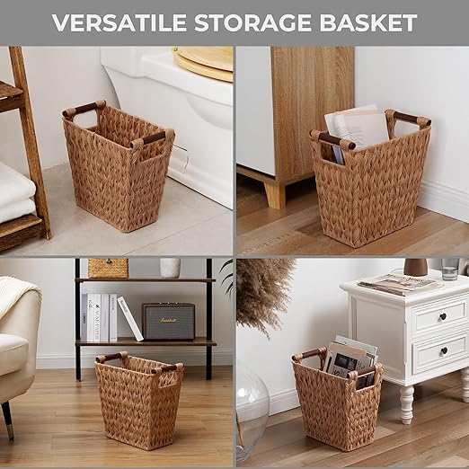 GRANNY SAYS Bathroom Wastebasket, Caramel Orange Woven Trash Can - Image 7