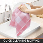 Homaxy 100% Cotton Waffle Weave Check Plaid Kitchen Towels, 13 x 28 Inches - Image 3