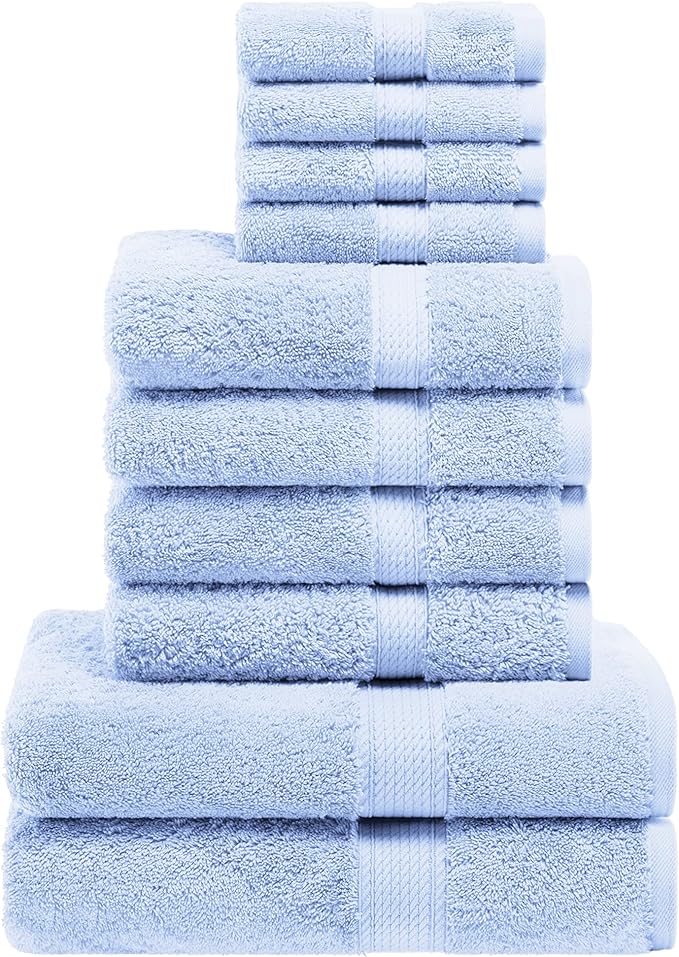 SUPERIOR Egyptian Cotton Pile 10 Piece Towel Set, Includes 2 Bath, 4 Hand - Image 2