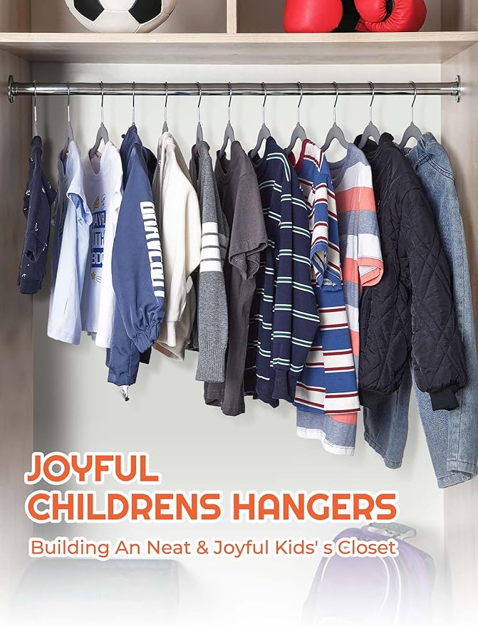 HOUSE DAY 14 Inch Kids Velvet Hangers 50 Pack, Durable Big Kid Hangers - Image 9