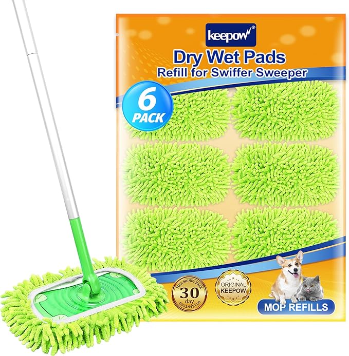 KEEPOW Reusable Microfiber Mop Pads Compatible by KEEPOW