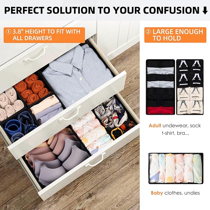 Criusia Closet Drawer Organizer Clothes, 15 Pack Dresser Organizer - Image 3
