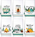 Boyiee Set of 6 Camping Kitchen Towels White Absorbent Dishcloth Bonfire Tent by Boyiee