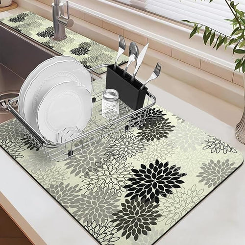 19.5" x 12" Dish Drying Mat & 24" x 5.5" Sink Splash Guard, Super Absorbent - Image 2