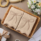 2 Pcs Brown Scalloped Hand Towels - Image 6