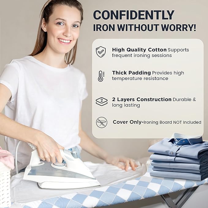 Ironing Board Cover and Pad 15"x54" Extra Thick Natural Cotton, Scorch and - Image 5