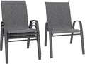 Betterhood Patio Chairs Set of 4, Stackable Outdoor Dining Chairs Set with Breathable Seat Fabric, All-Weather Powder-Coated Metal Frame for Deck, Pool Side and Backyard, 350LBS Capacity (Grey) by Betterhood